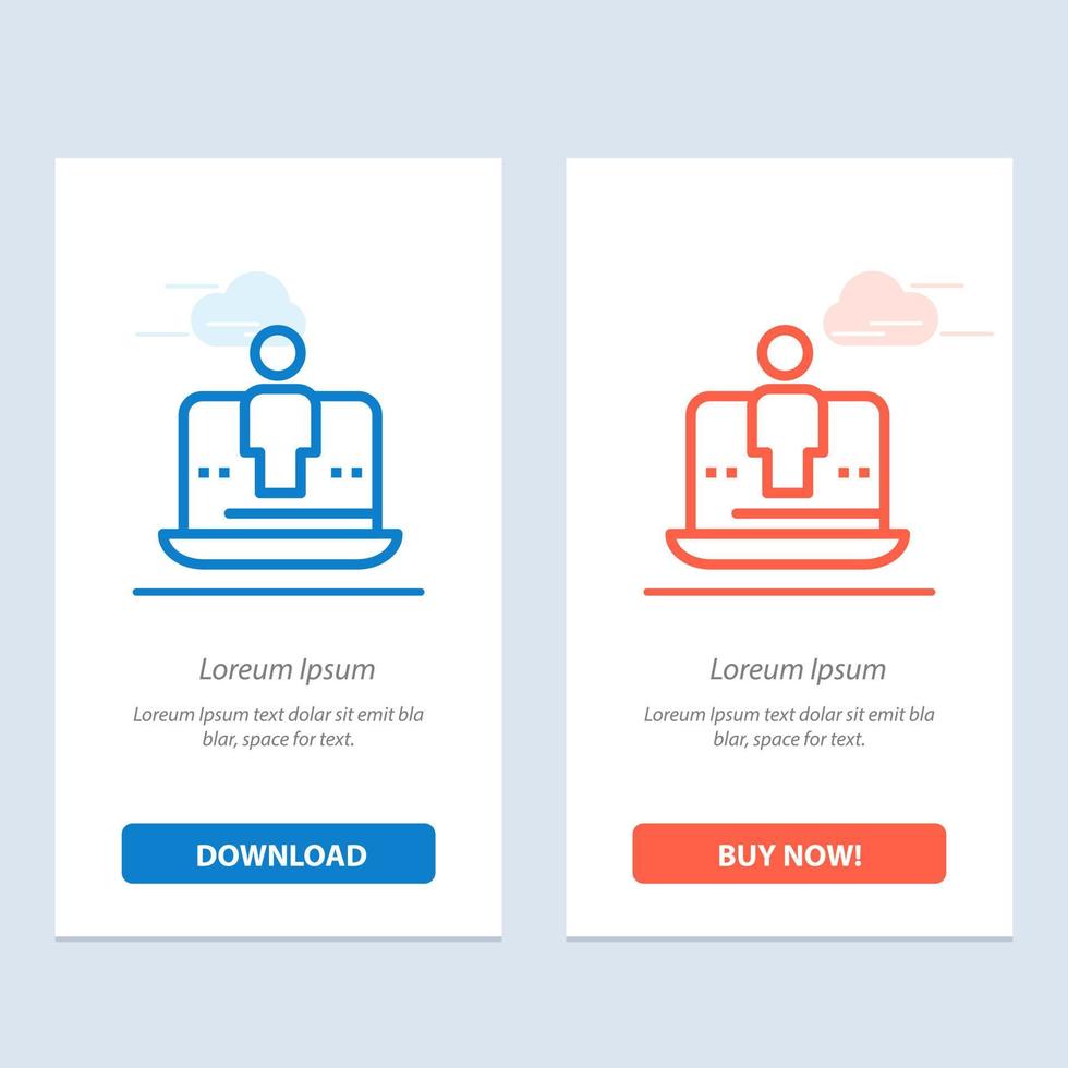 Computer Digital Laptop Technology Marketing  Blue and Red Download and Buy Now web Widget Card Template vector