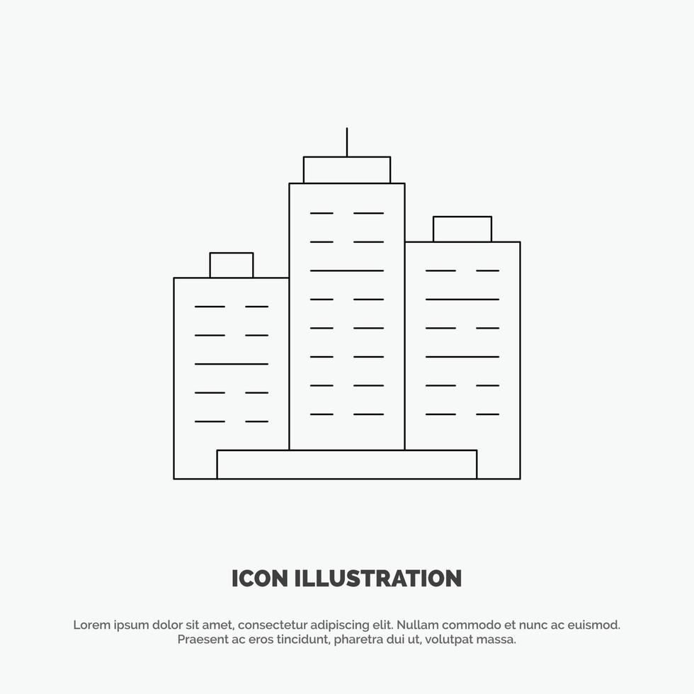 Building Architecture Business Estate Office Property Real Line Icon Vector