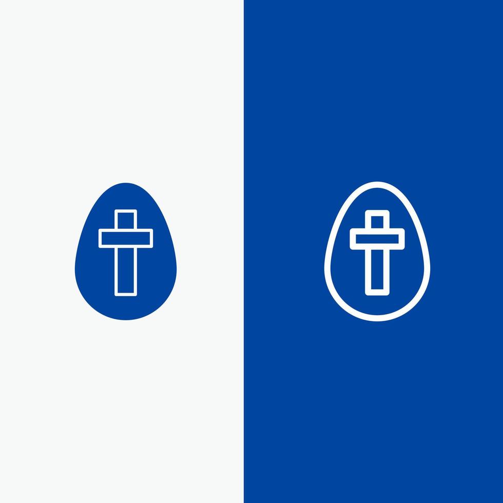 Egg Easter Holiday Sign Line and Glyph Solid icon Blue banner Line and Glyph Solid icon Blue banner vector