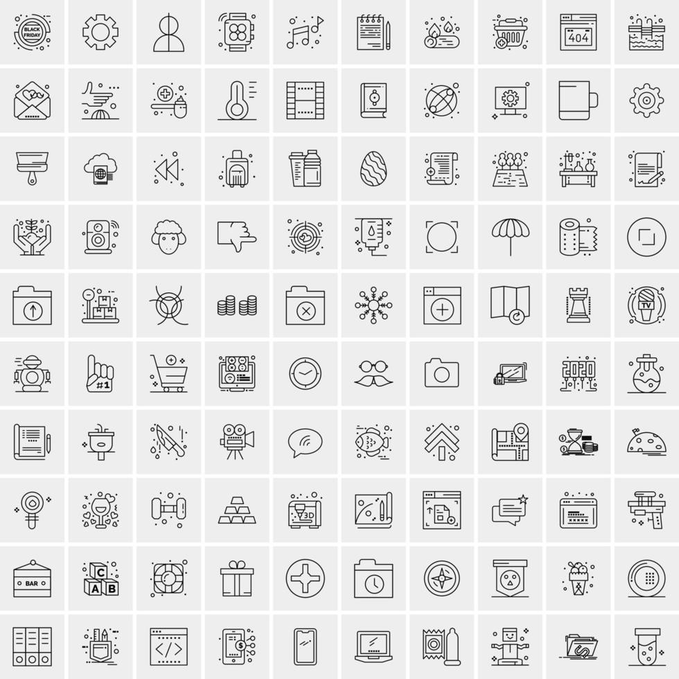 Pack of 100 Universal Line Icons for Mobile and Web vector