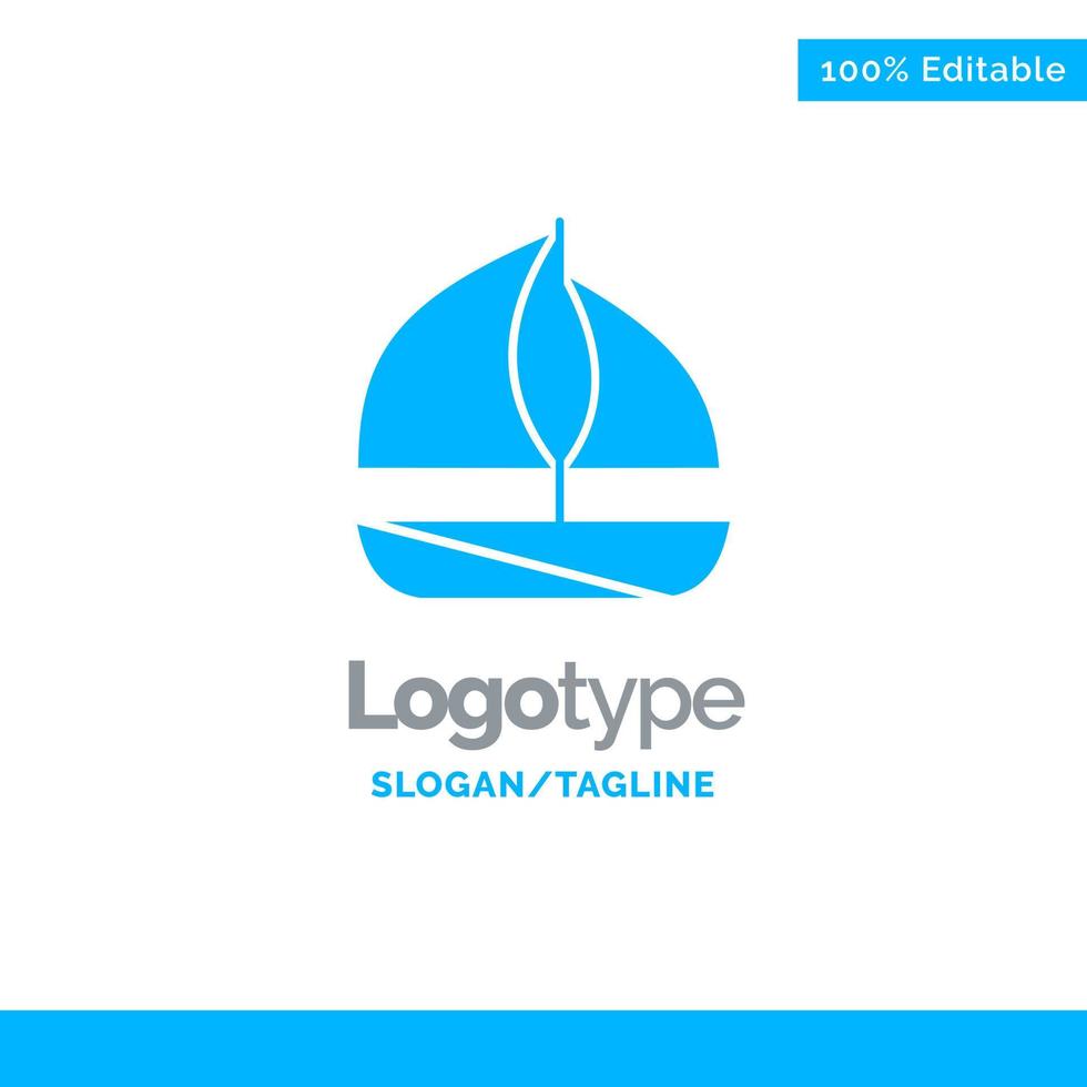 lugar de plantilla de logotipo sólido azul de barco de playa para eslogan vector