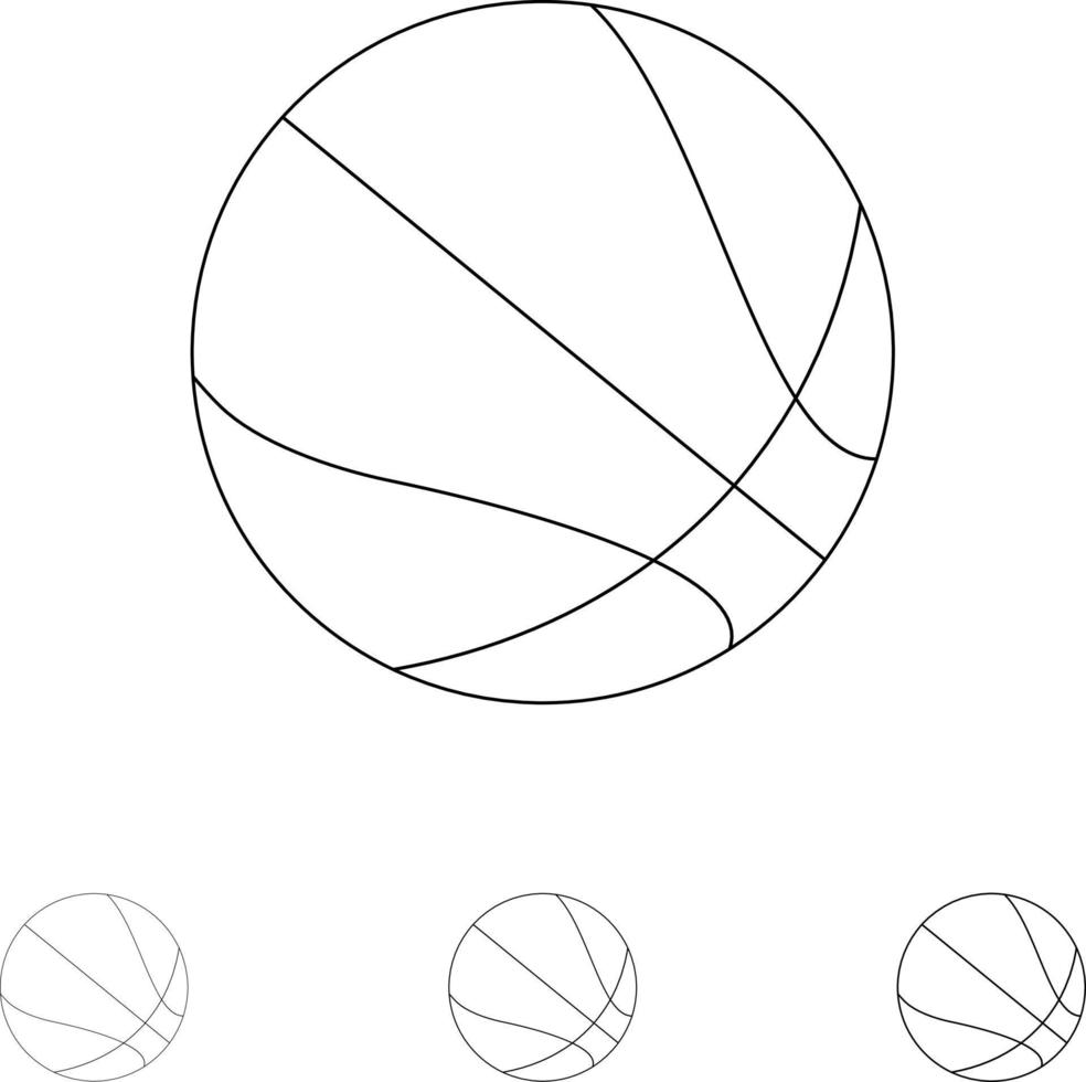Education Ball Basketball Bold and thin black line icon set vector
