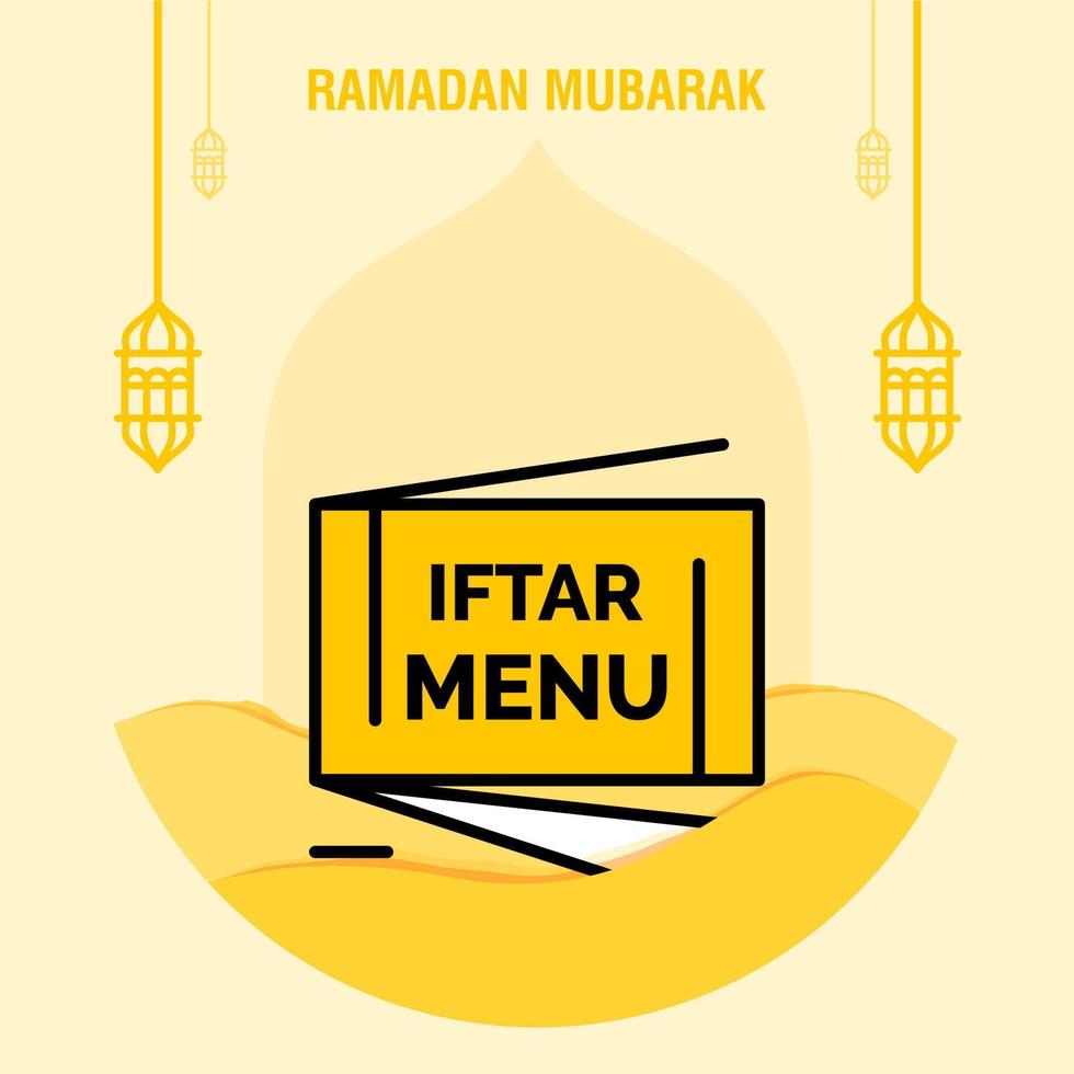 plantilla de saludo ramadan kareem media luna islámica y linterna árabe ilustración vectorial vector