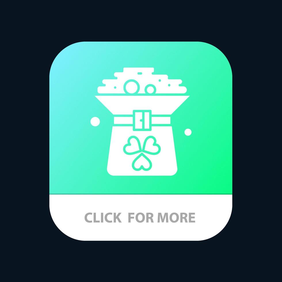 Clover Coin Green Hat In Mobile App Button Android and IOS Glyph Version vector