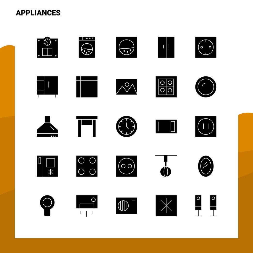 25 Appliances Icon set Solid Glyph Icon Vector Illustration Template For Web and Mobile Ideas for business company