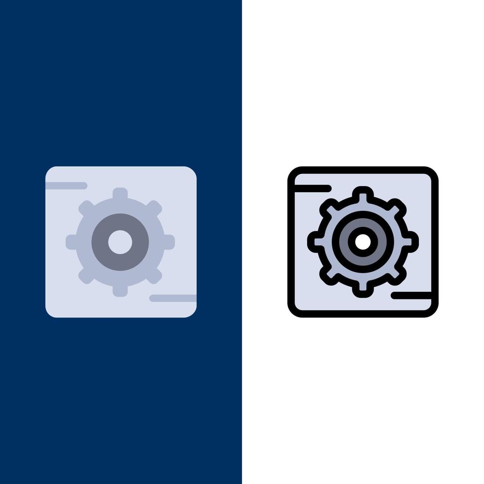 Gear Setting Box  Icons Flat and Line Filled Icon Set Vector Blue Background