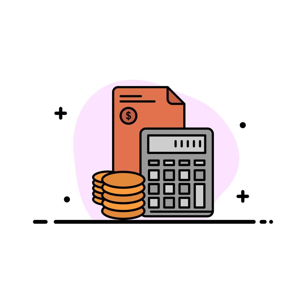 Investment Accumulation Business Debt Savings Calculator Coins  Business Flat Line Filled Icon Vector Banner Template