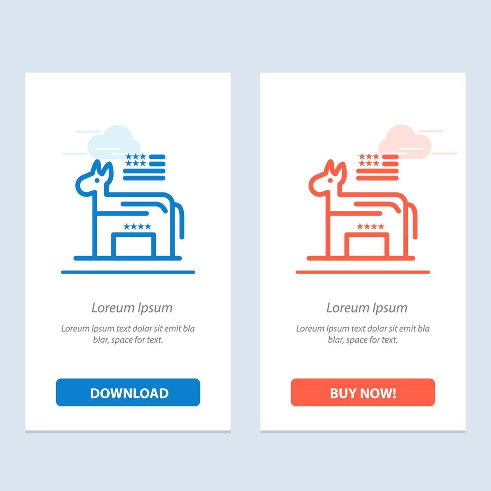 Donkey American Political Symbol  Blue and Red Download and Buy Now web Widget Card Template vector