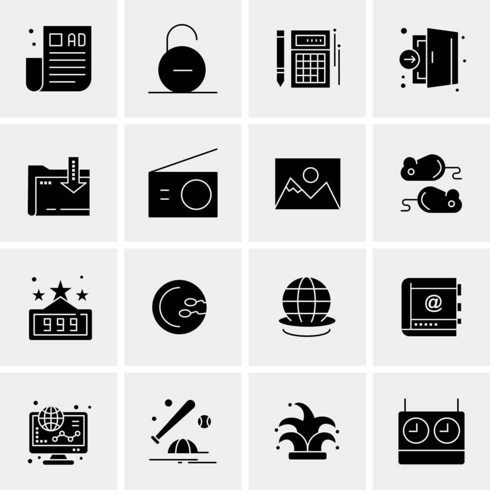 16 iconos de negocios universales vector ilustración de icono creativo para usar en proyectos relacionados con la web y dispositivos móviles