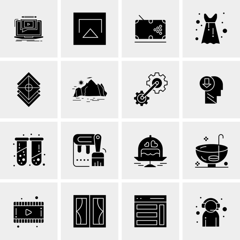 16 iconos de negocios universales vector ilustración de icono creativo para usar en proyectos relacionados con la web y dispositivos móviles