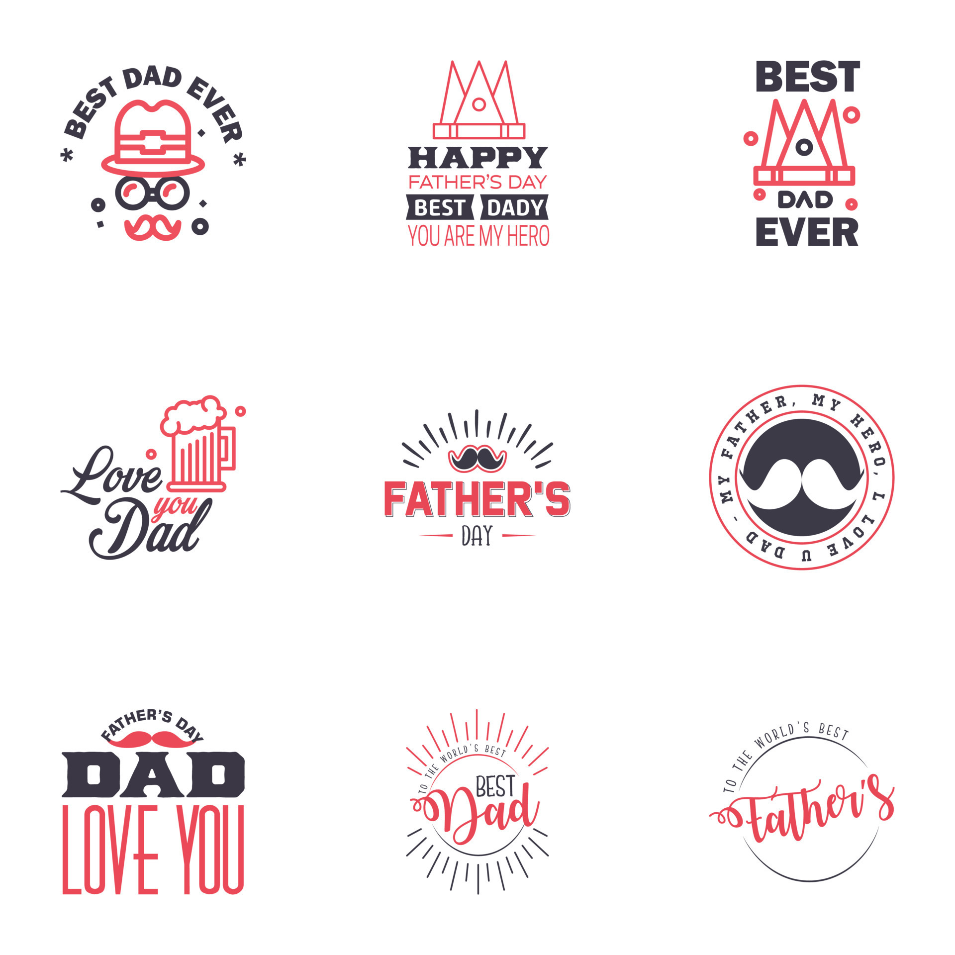 Happy Fathers Day 9 Black And Pink Vintage Retro Type Font Illustrator happy-fathers-day-9-black-and-pink-vintage-retro-type-font-illustrator