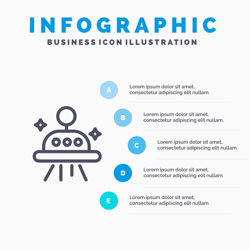 Astronomy Space Ufo Line icon with 5 steps presentation infographics Background vector