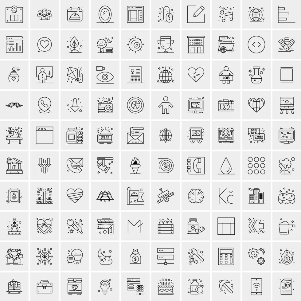 Pack of 100 Universal Line Icons for Mobile and Web vector