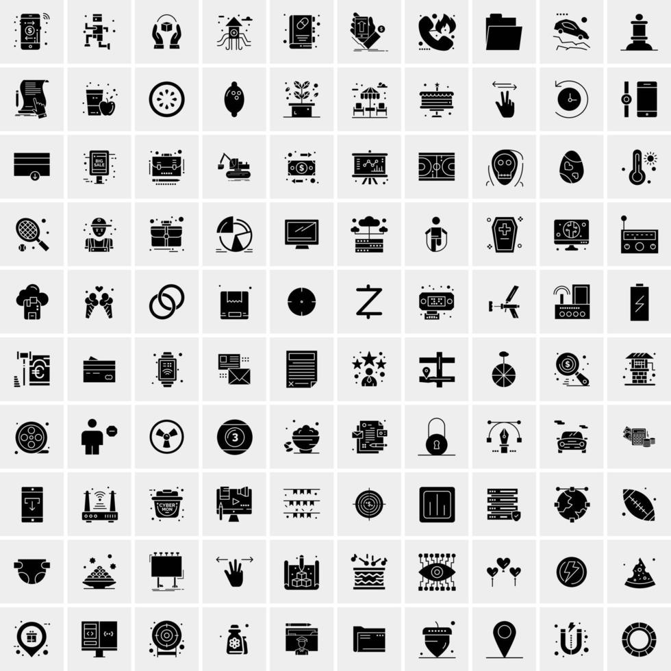 Set of 100 Universal Solid Icons vector