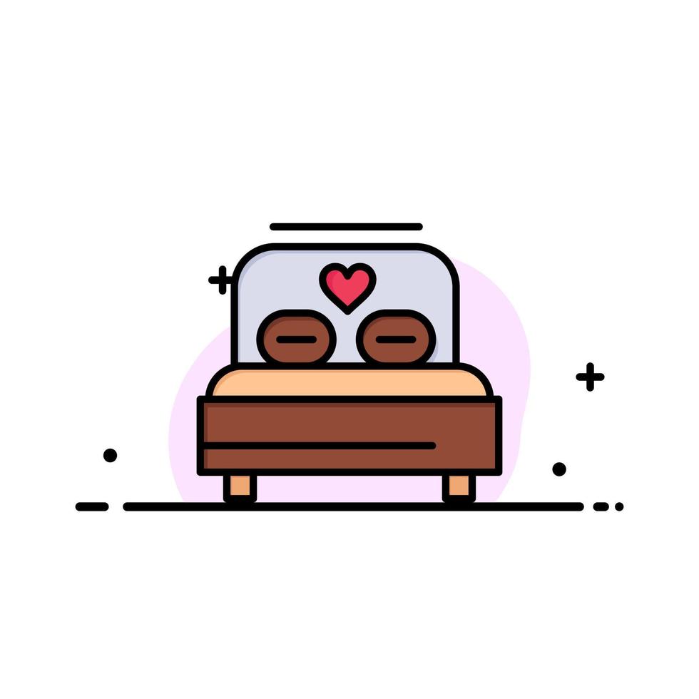 Bed Love Heart Wedding  Business Flat Line Filled Icon Vector Banner Template