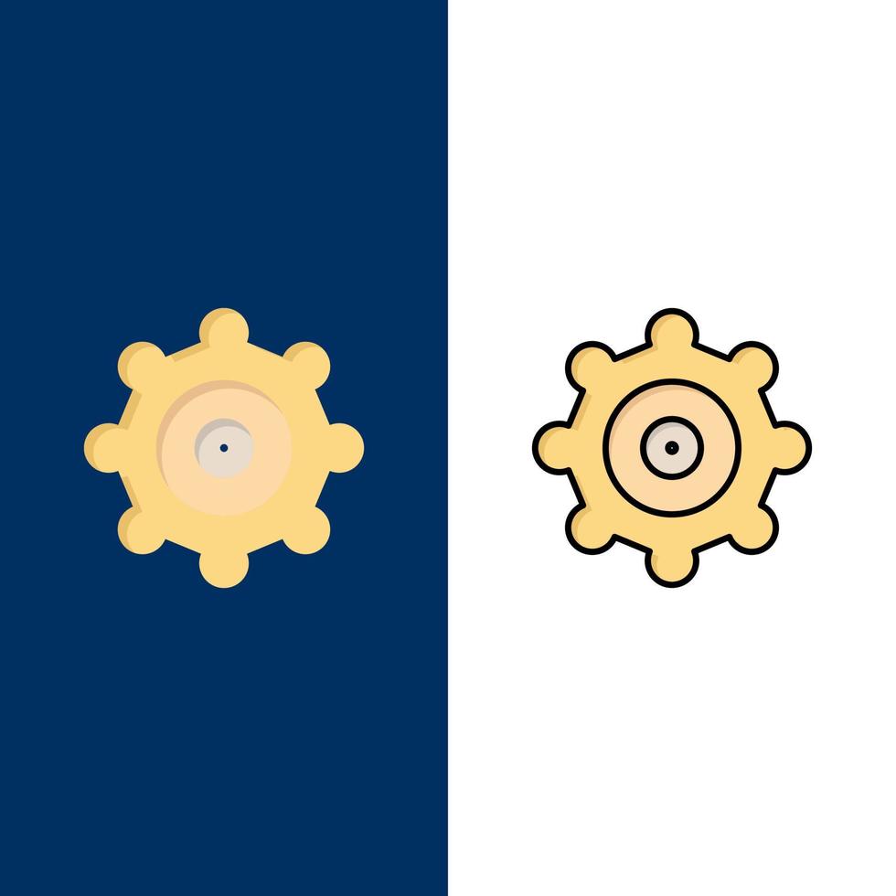 Setting Gear  Icons Flat and Line Filled Icon Set Vector Blue Background