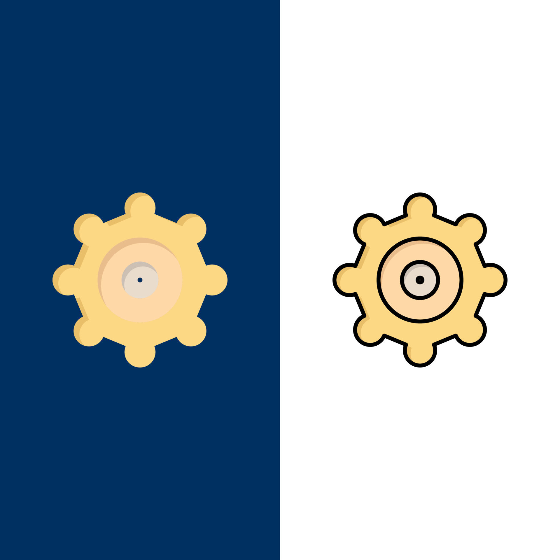 Setting Gear Icons Flat and Line Filled Icon Set Vector Blue Background