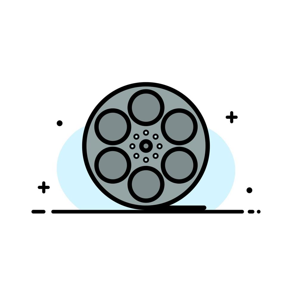 Movies Play Video American  Business Flat Line Filled Icon Vector Banner Template