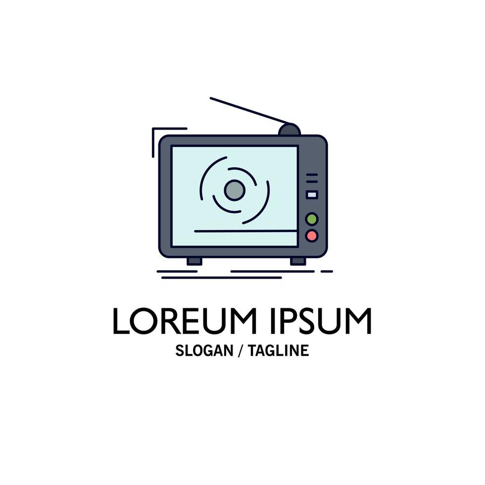 tv ad advertising television set Flat Color Icon Vector
