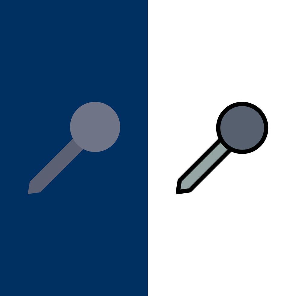 Map Pin Marker Mark  Icons Flat and Line Filled Icon Set Vector Blue Background