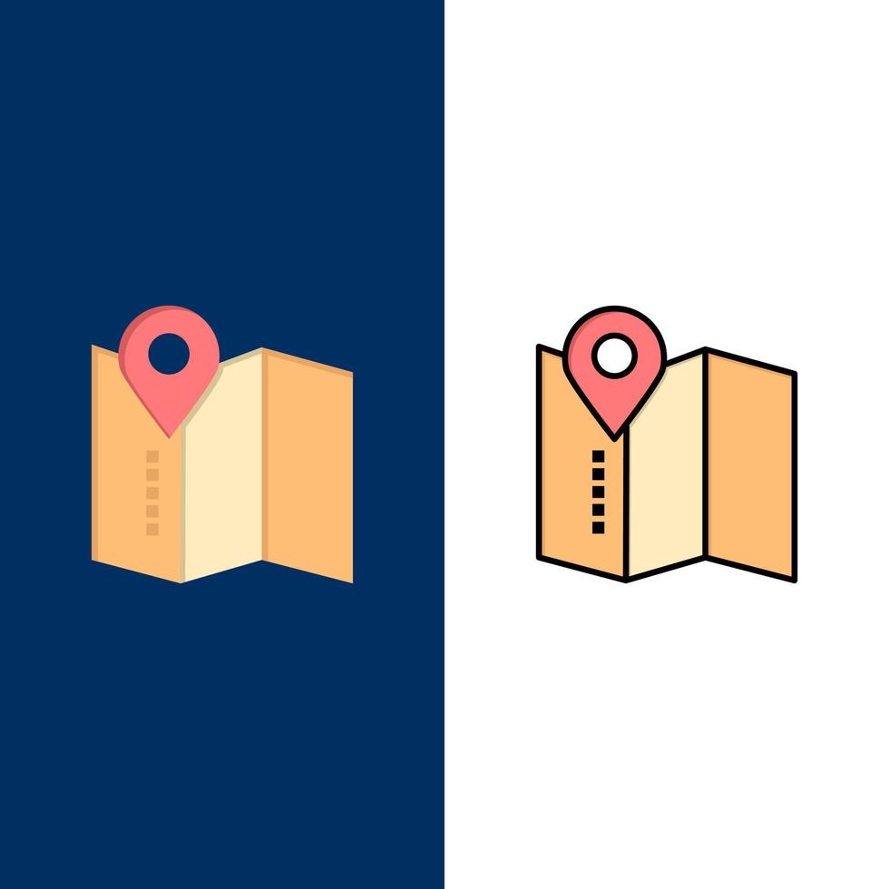 Location Map Service Pin  Icons Flat and Line Filled Icon Set Vector Blue Background