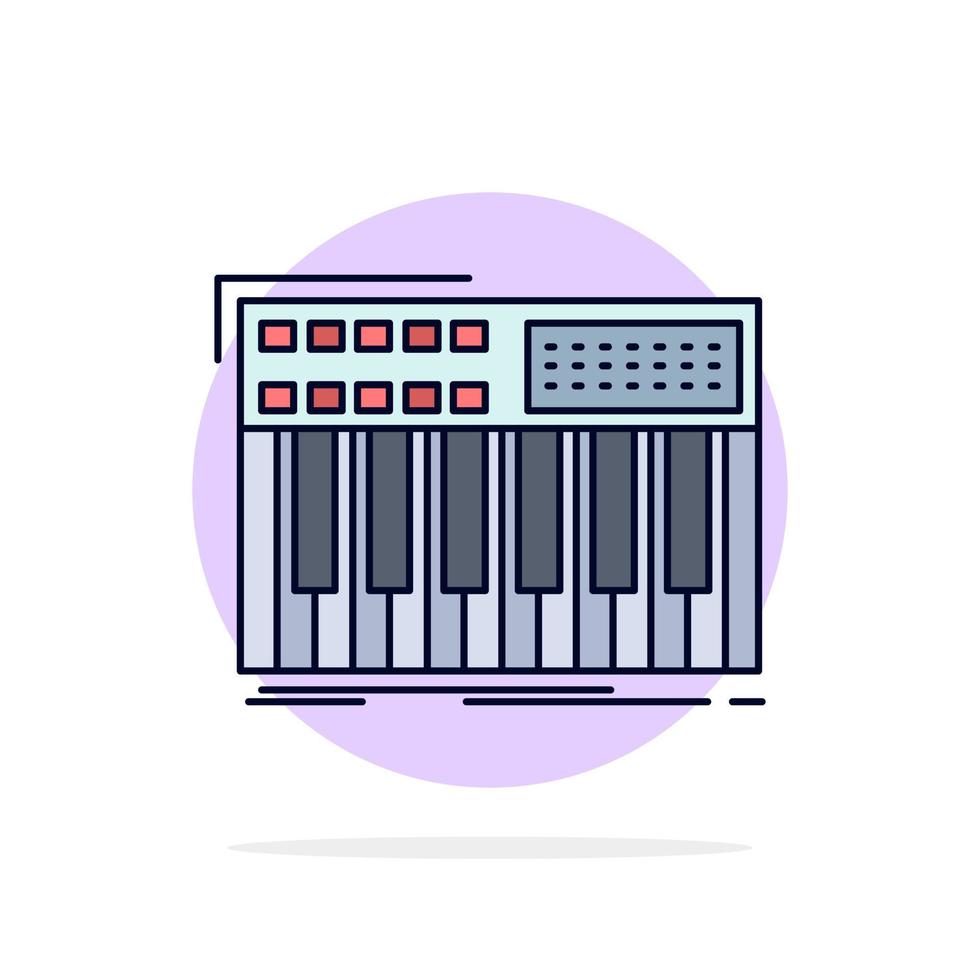 synth keyboard midi synthesiser synthesizer Flat Color Icon Vector