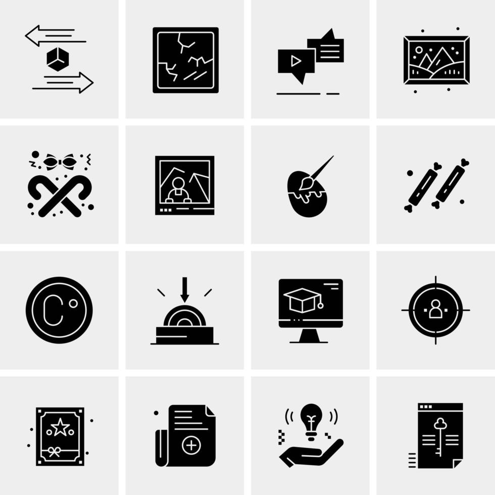 16 iconos de negocios universales vector ilustración de icono creativo para usar en proyectos relacionados con la web y dispositivos móviles