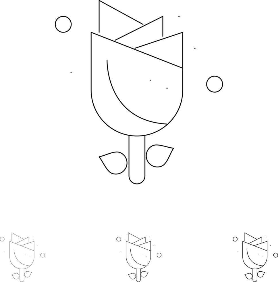 Flower Easter Nature Holiday Bold and thin black line icon set vector