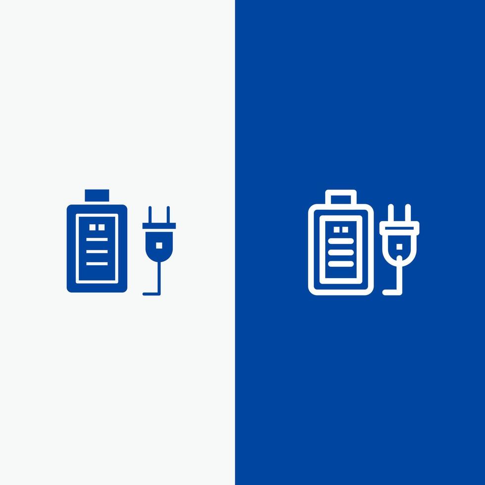 Battery Charge Plug Education Line and Glyph Solid icon Blue banner vector