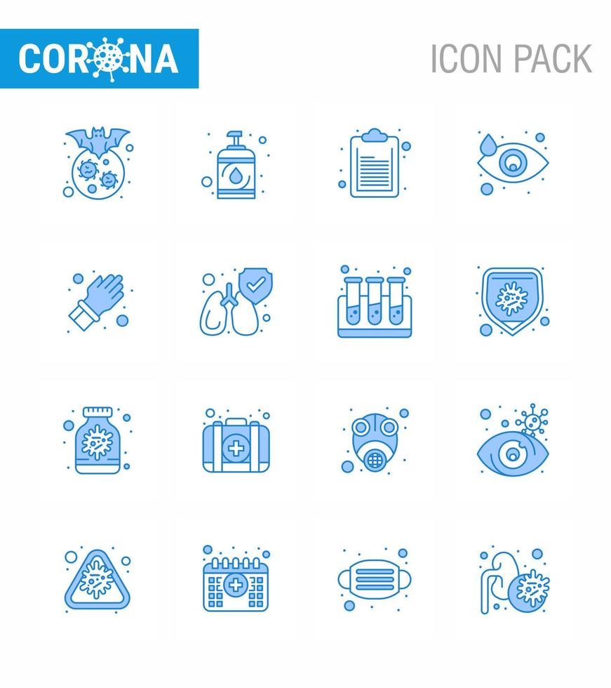 conjunto de iconos de prevención de coronavirus 25 desinfectante de lágrimas de mano azul llanto de ojos elementos de diseño de vector de enfermedad de coronavirus viral 2019nov