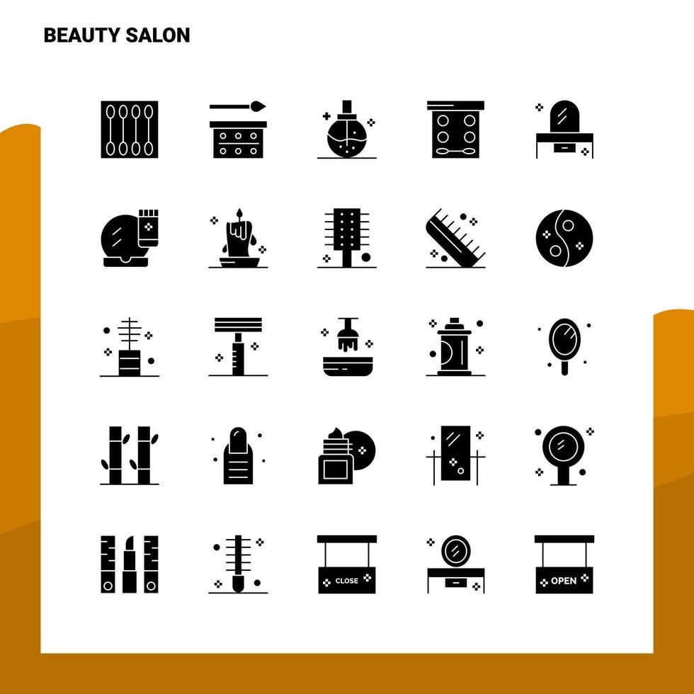 25 conjunto de iconos de salón de belleza plantilla de ilustración de vector de icono de glifo sólido para ideas web y móviles para empresa comercial