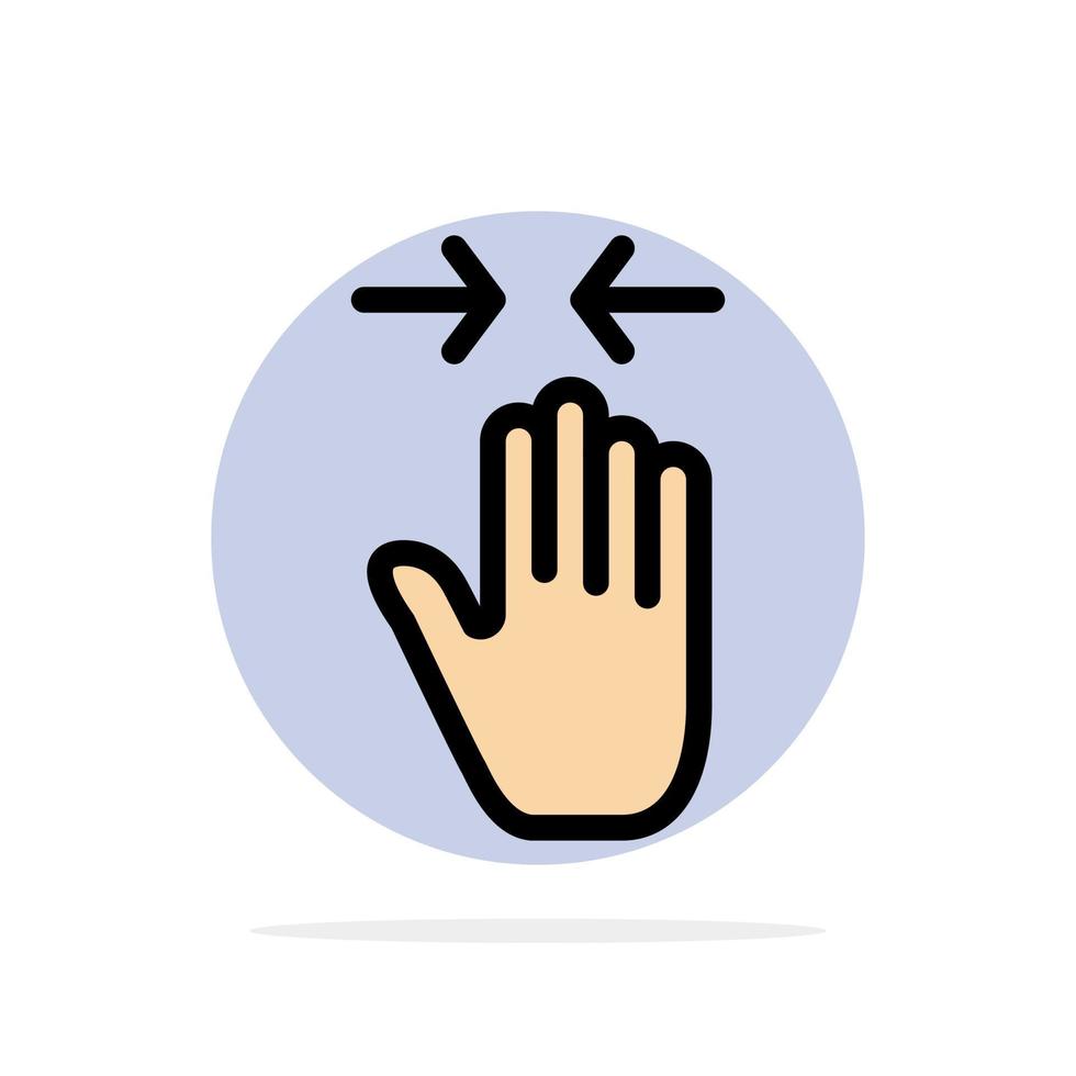 Hand Gesture Pinch Arrow zoom in Abstract Circle Background Flat color Icon vector