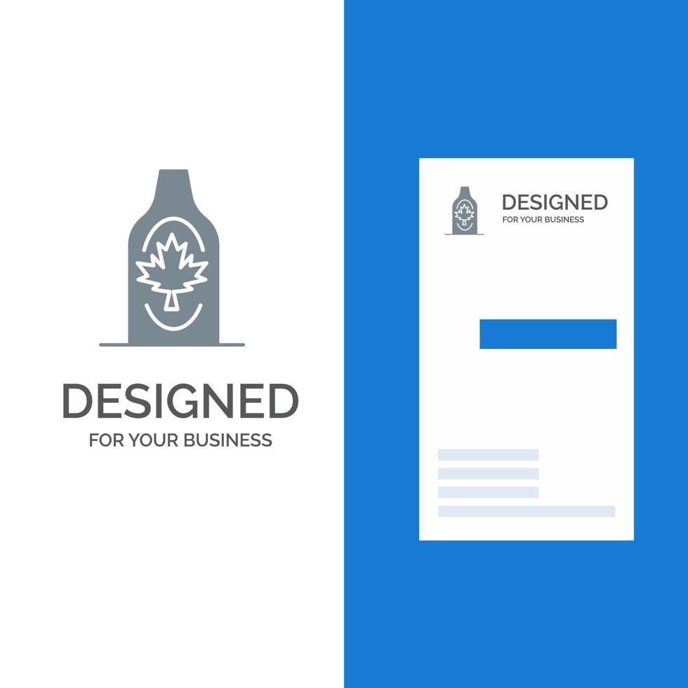 Bottle Autumn Canada Leaf Maple Grey Logo Design and Business Card Template vector