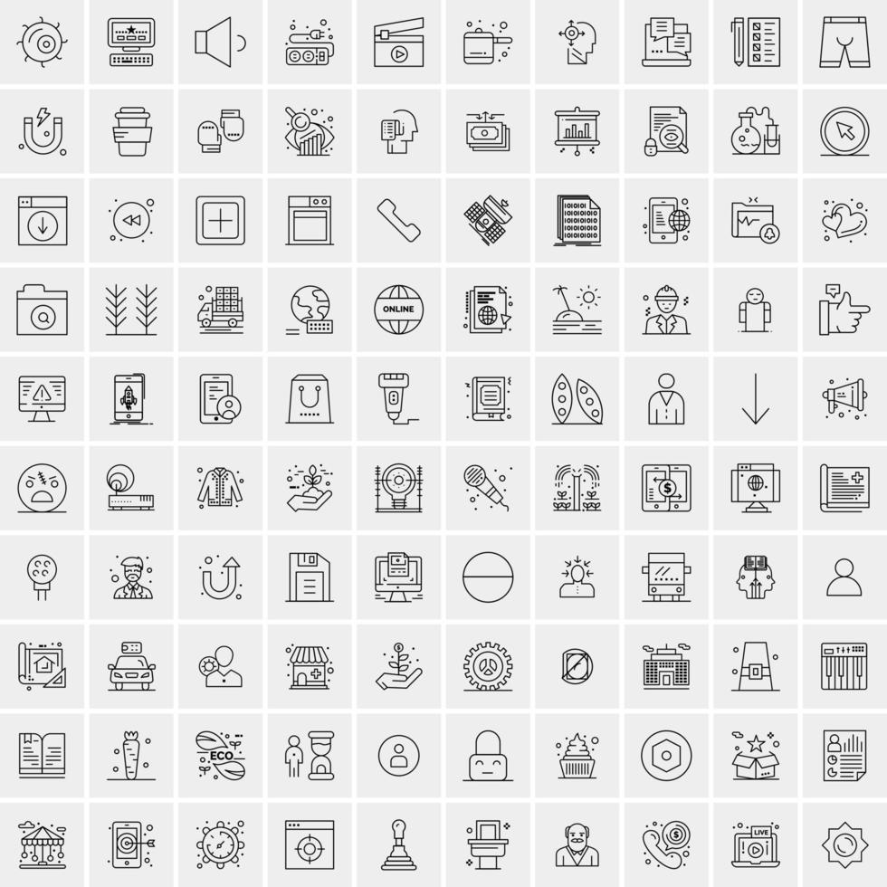 Pack of 100 Universal Line Icons for Mobile and Web vector