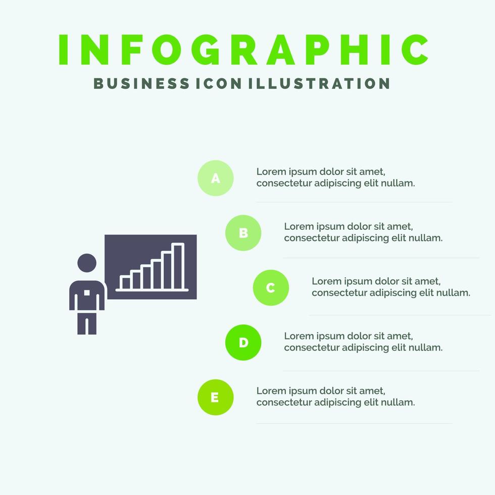 gráfico negocio gráfico esfuerzos éxito sólido icono infografía 5 pasos presentación antecedentes vector