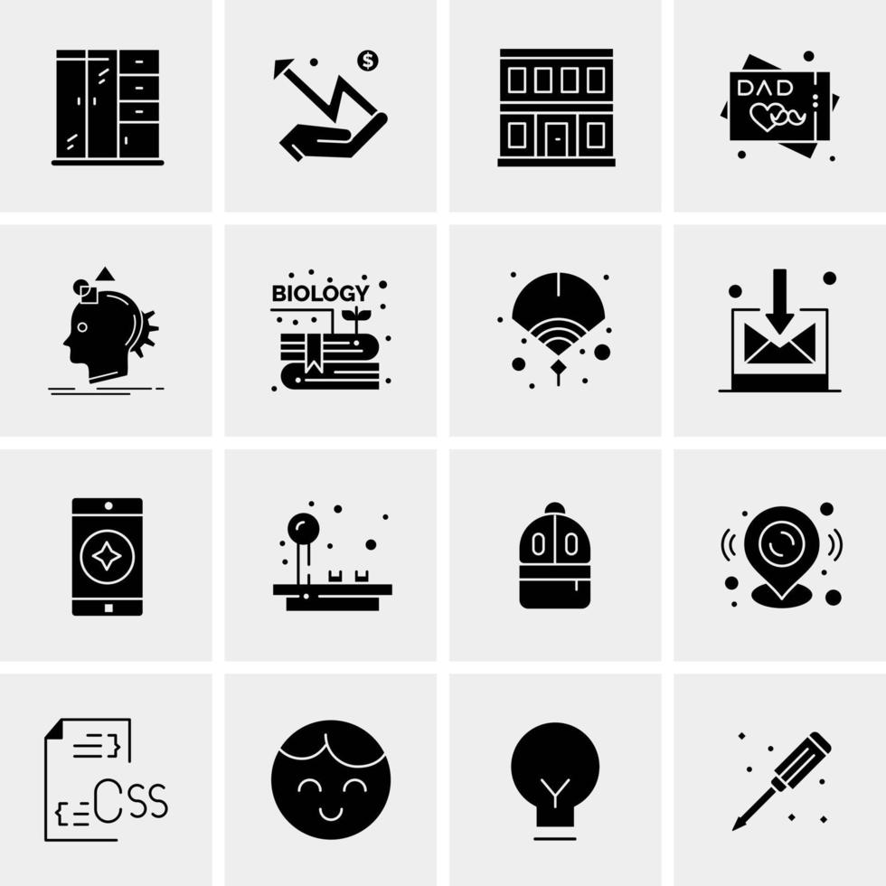 16 iconos de negocios universales vector ilustración de icono creativo para usar en proyectos relacionados con la web y dispositivos móviles