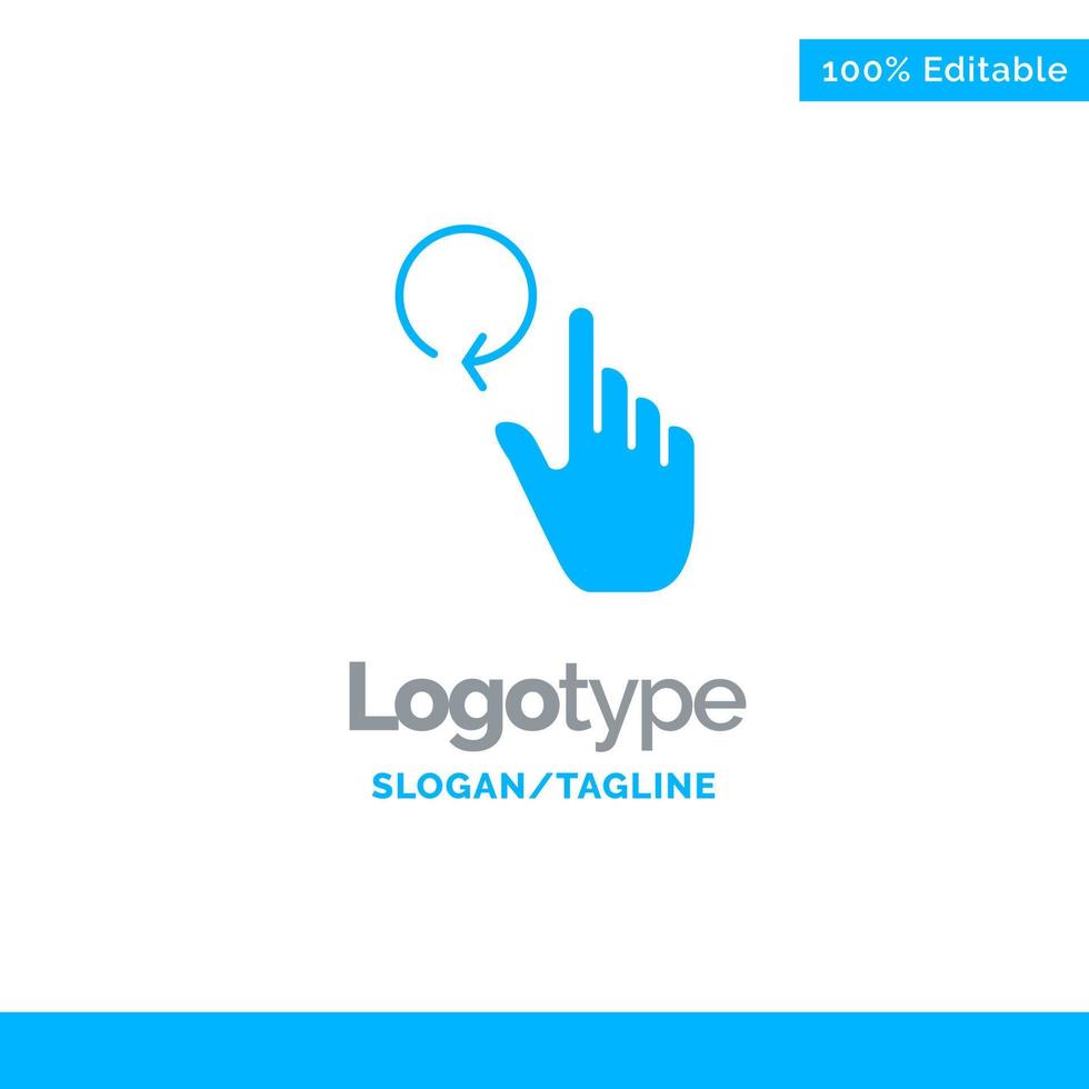 Hand Finger Gestures Reload Blue Solid Logo Template Place for Tagline vector