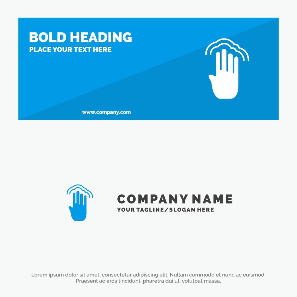 dedos interfaz de cuatro gestos múltiples toque icono sólido sitio web banner y plantilla de logotipo de empresa vector
