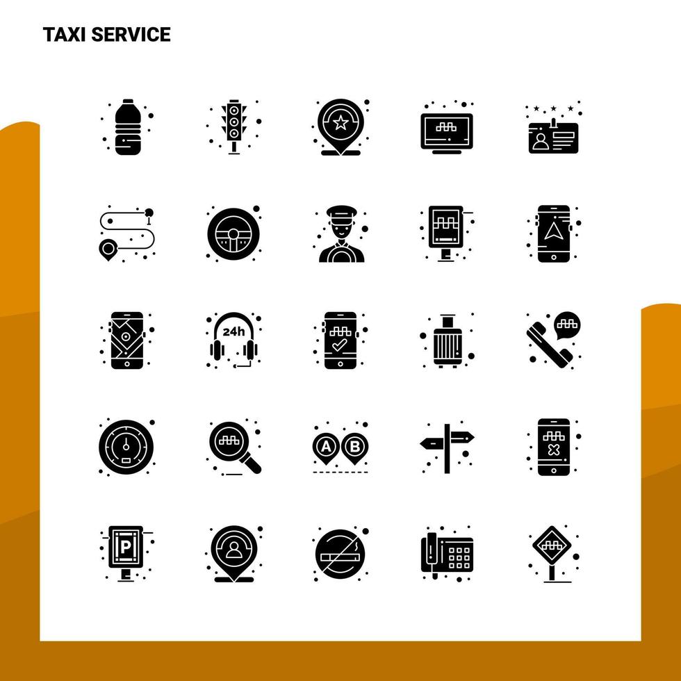 25 conjunto de iconos de servicio de taxi plantilla de ilustración de vector de icono de glifo sólido para ideas web y móviles para empresa comercial