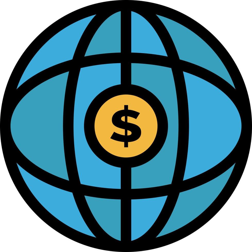 World Globe Internet Dollar  Flat Color Icon Vector icon banner Template