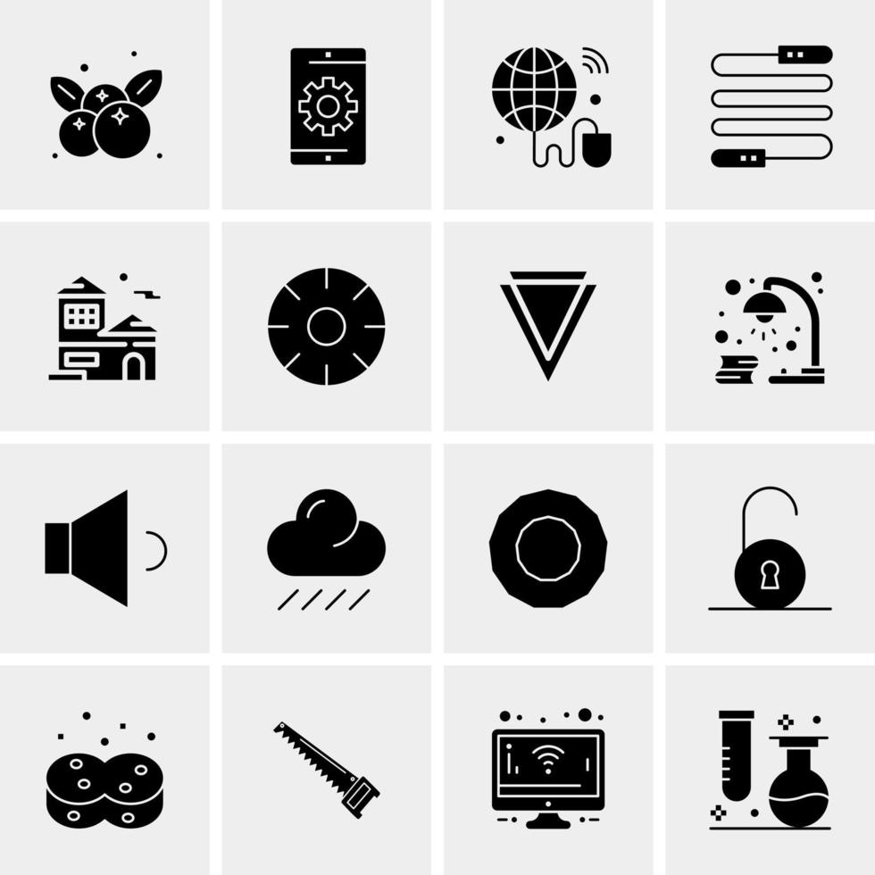 16 iconos de negocios universales vector ilustración de icono creativo para usar en proyectos relacionados con la web y dispositivos móviles