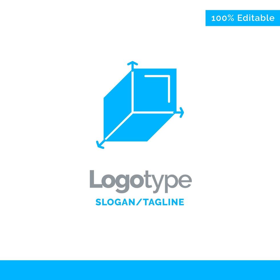 Lugar de plantilla de logotipo sólido azul de diseño cuboide de caja 3d para eslogan vector