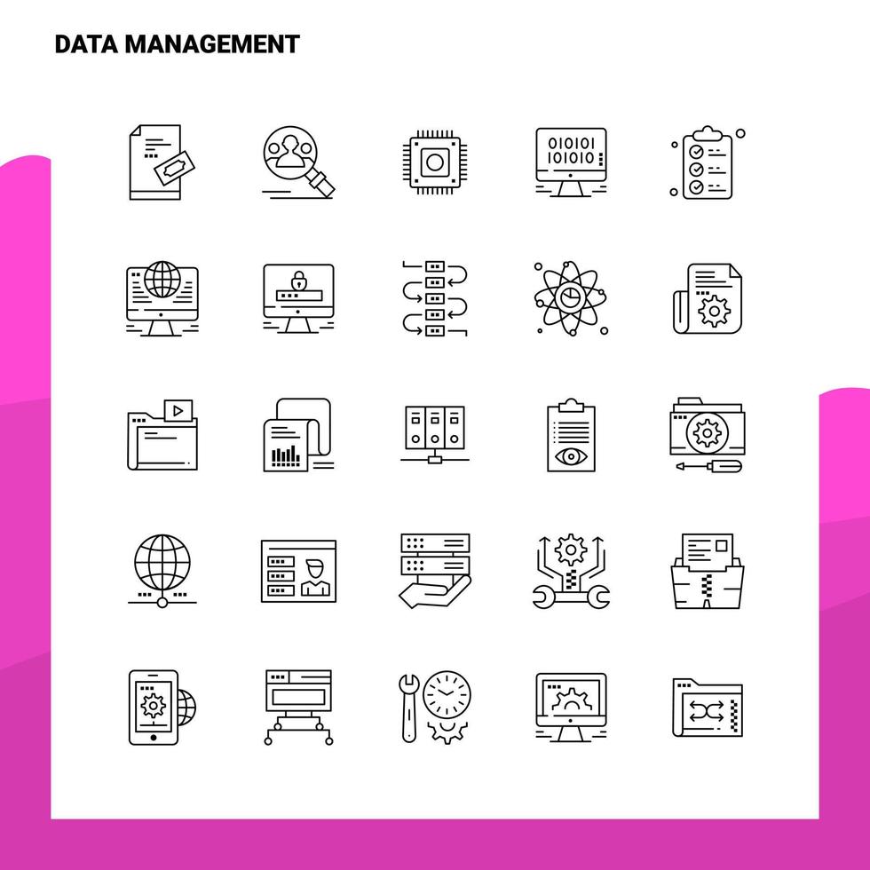Set of Data Management Line Icon set 25 Icons Vector Minimalism Style Design Black Icons Set Linear pictogram pack