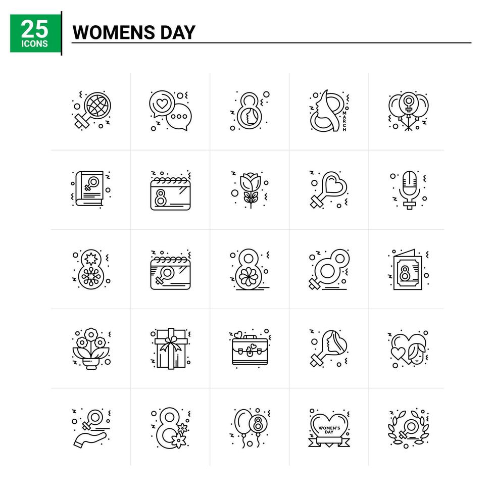 25 día de la mujer conjunto de iconos de fondo vectorial vector