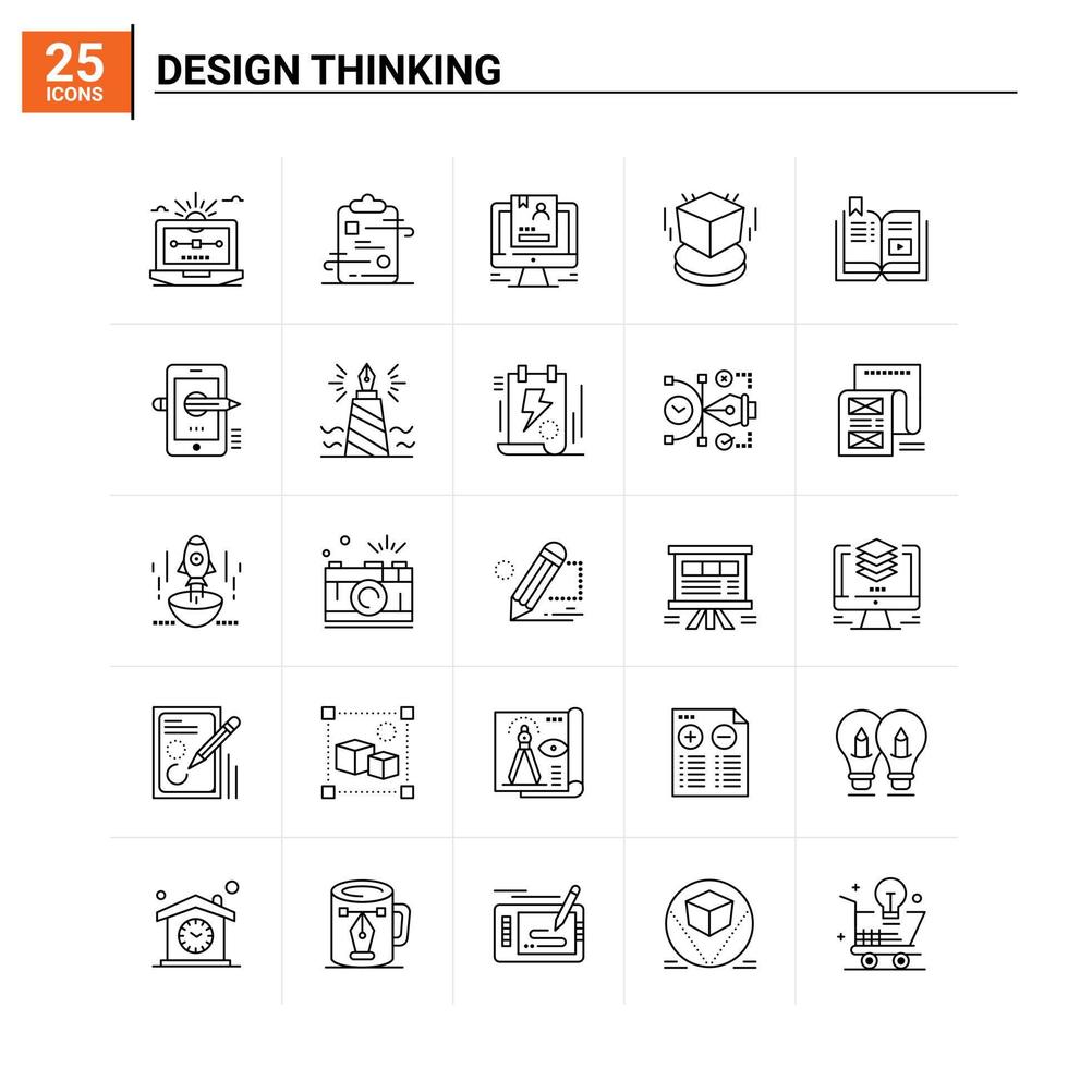 25 Design Thinking icon set vector background