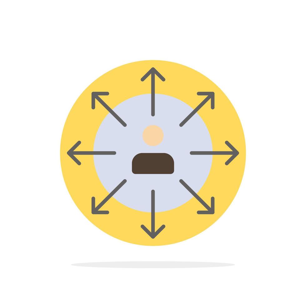 dirección flechas carrera empleado humano persona formas círculo abstracto fondo color plano icono vector