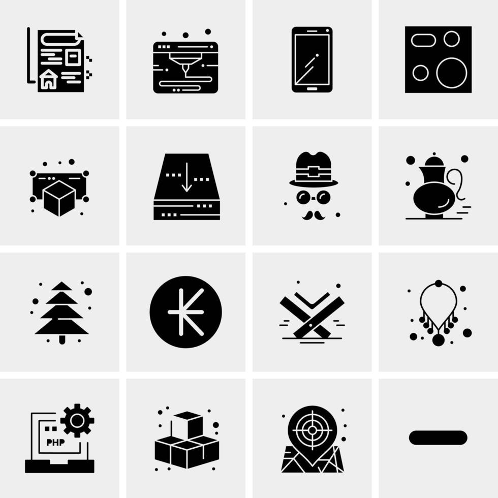 16 iconos de negocios universales vector ilustración de icono creativo para usar en proyectos relacionados con la web y dispositivos móviles