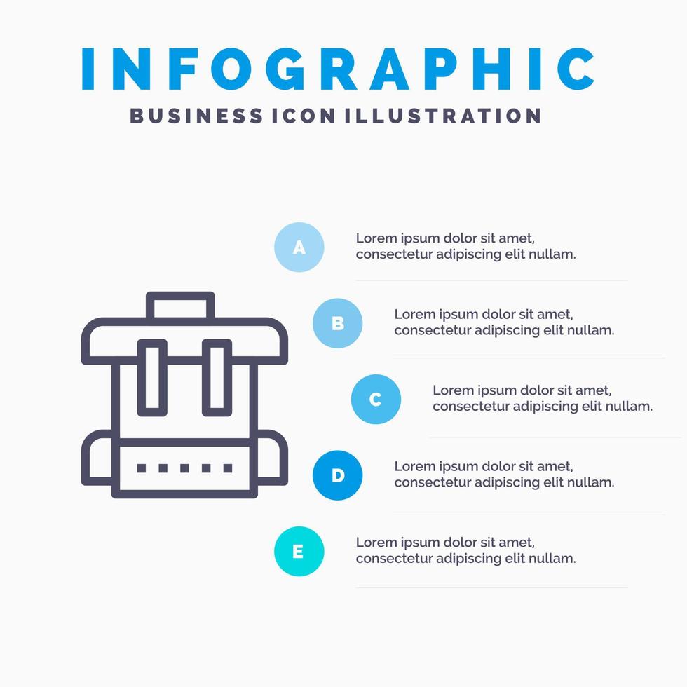 Bag Education School Line icon with 5 steps presentation infographics Background vector