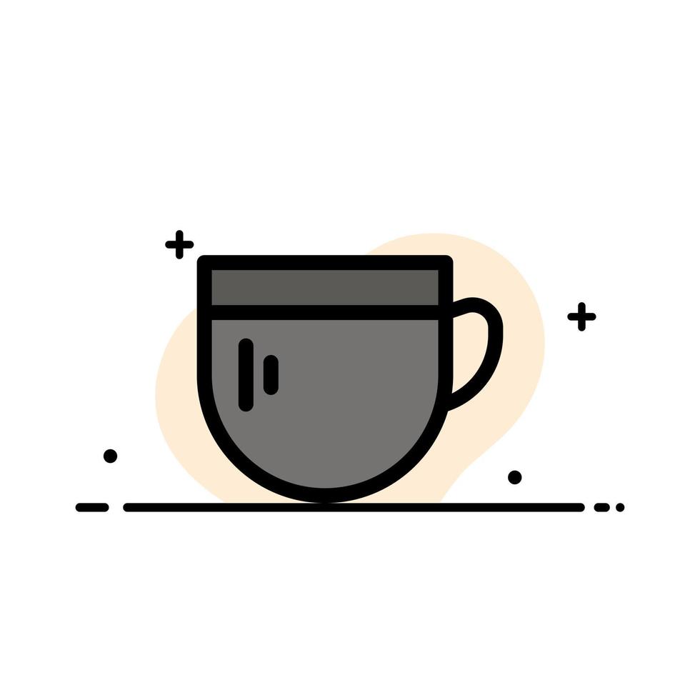 taza té café negocio básico línea plana icono lleno vector banner plantilla