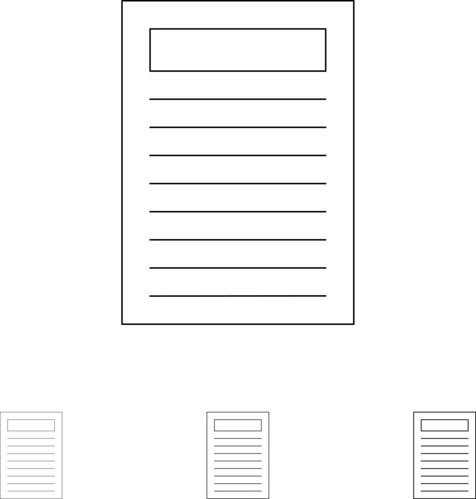 Book Education Red Bold and thin black line icon set vector